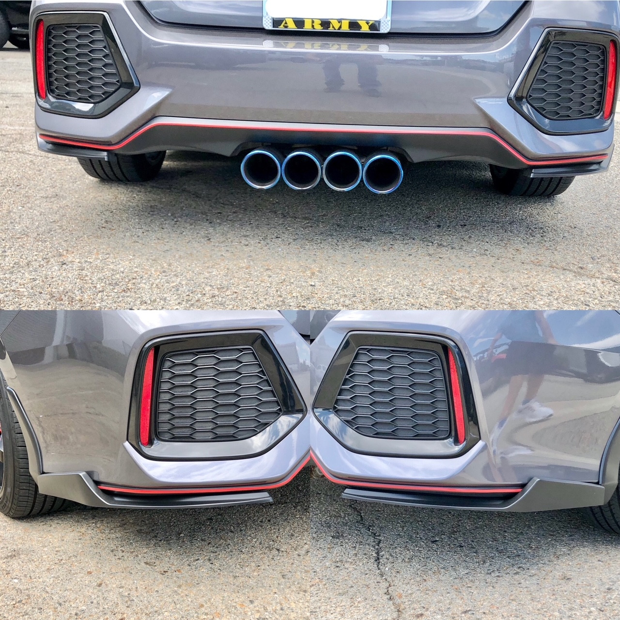 2016-2021 Civic Rear Spats 2pcs Gloss Black 