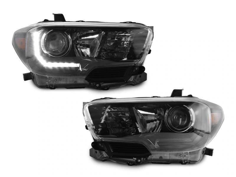 2016-2021 Toyota Tacoma LED DRL TRD Pro Style DEPO Black Projector Headlights With factory LED DRL models