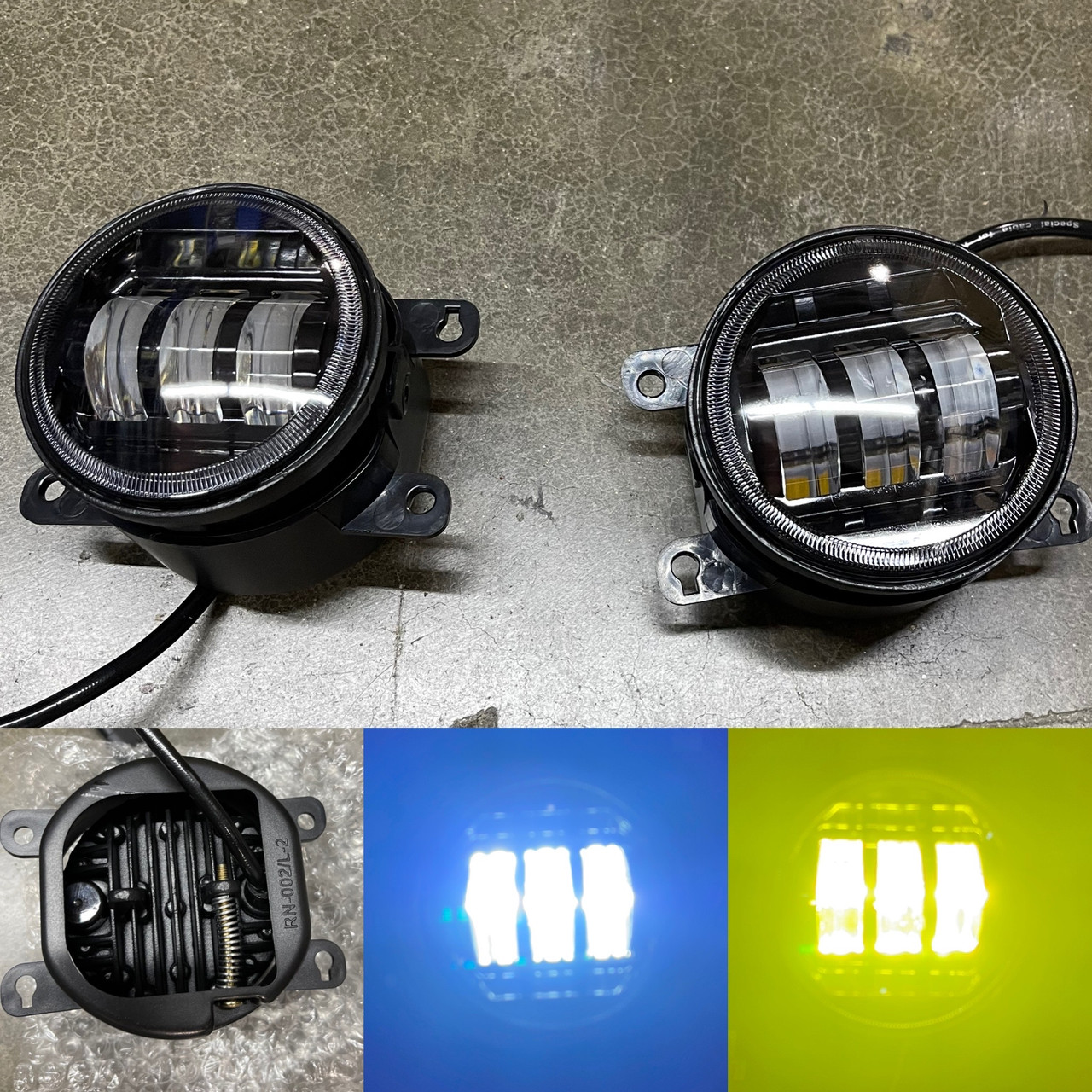 2016-2021 Honda Civic Replacement Fog Lights Set Black Housing Built in Dual Color LED 