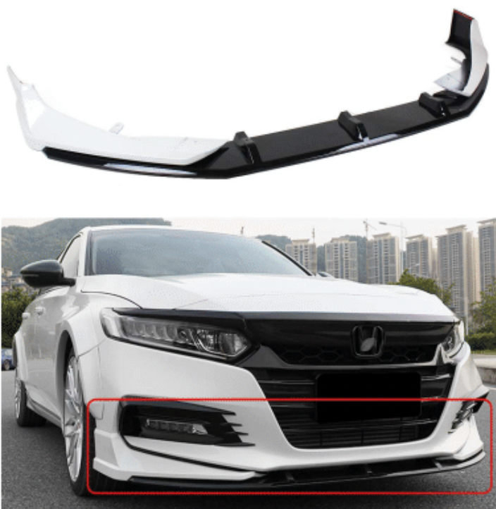 2018-2020 Honda Accord Akasaka Style Front Lip White Pearl and Gloss Black 3pc