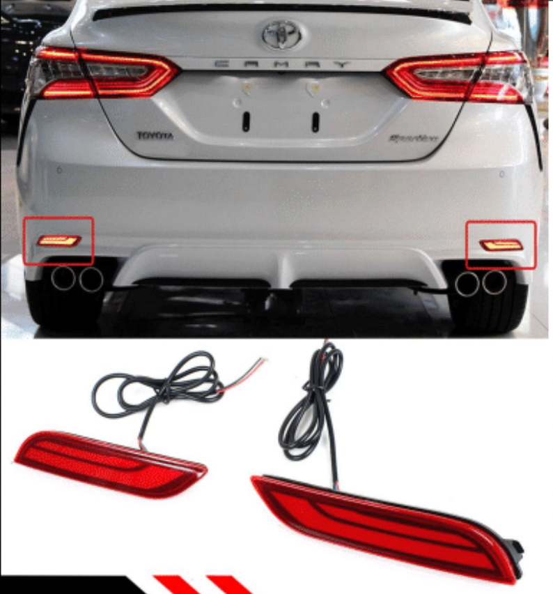 2018-2022 Toyota Camry Red Lens Rear Bumper Reflector LED Strip Brake Light