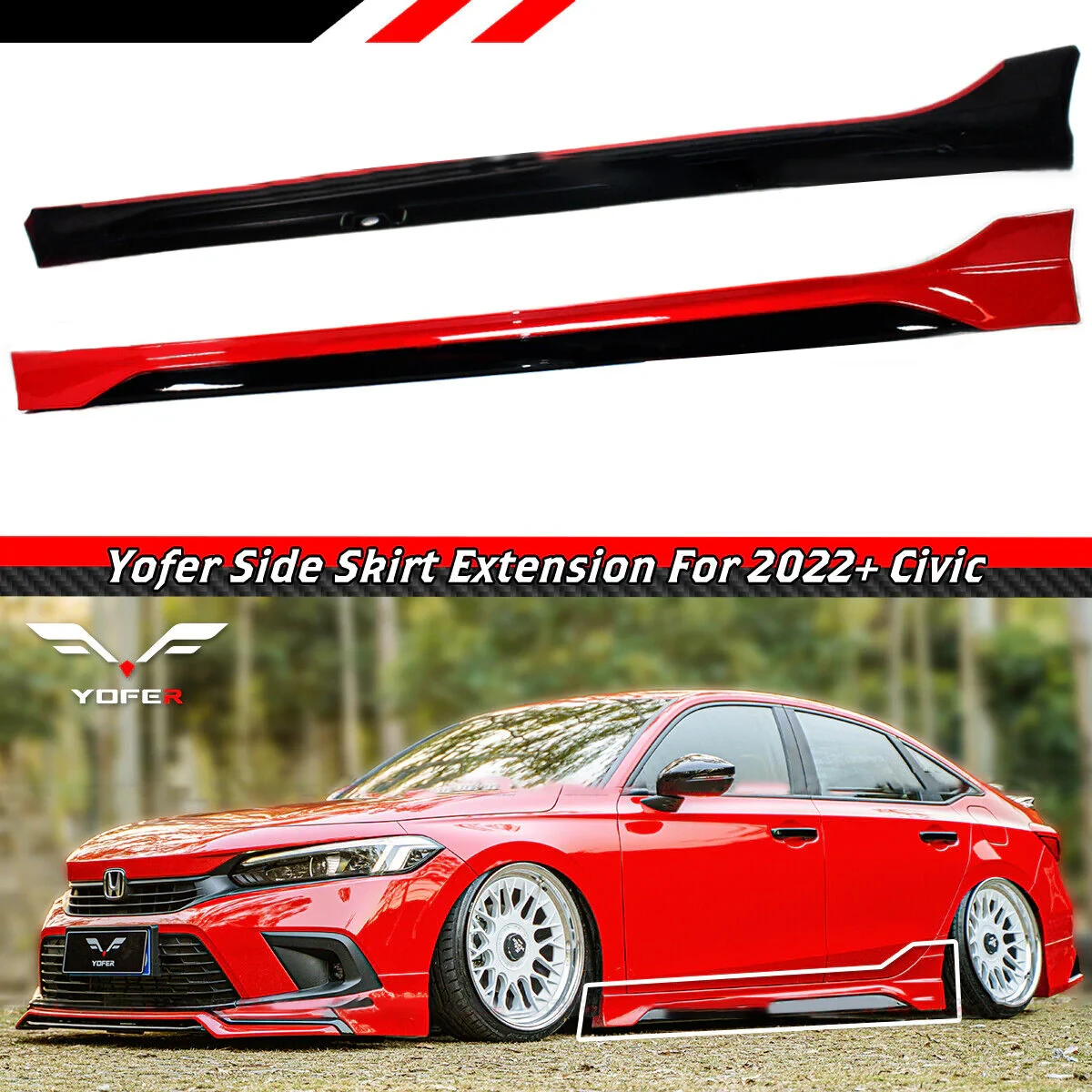 2022-25 Honda Civic Yofer V1 Side Skirt Extension All Colors 