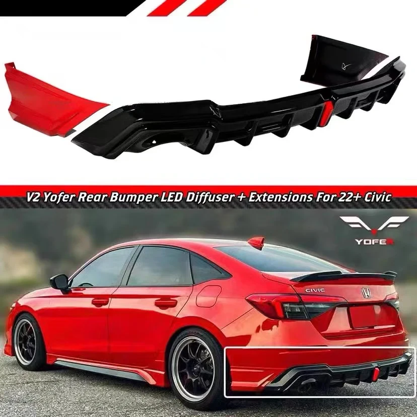 2022-26 Honda Civic Yofer Rear Bumper Diffuser Lip V2 All Colors