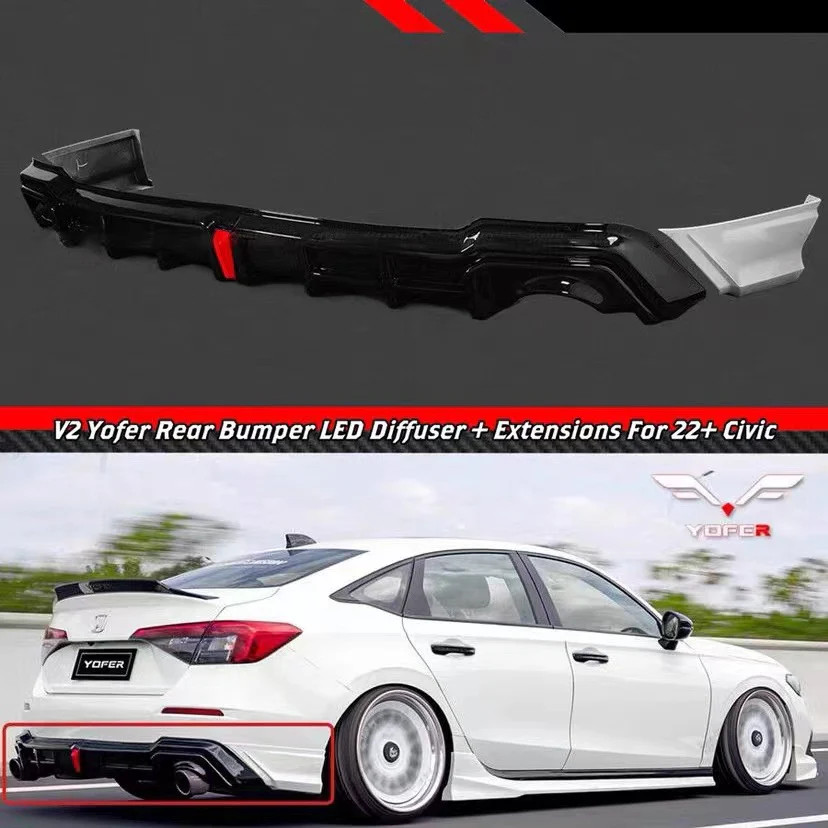 2022-26 Honda Civic Yofer Rear Bumper Diffuser Lip V2 All Colors
