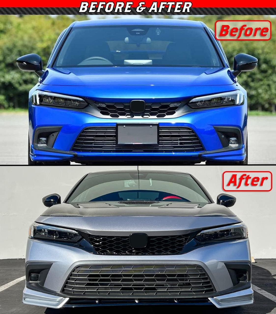 2022 + Honda Civic Hatchback & Si Gloss Black Type R Grill 