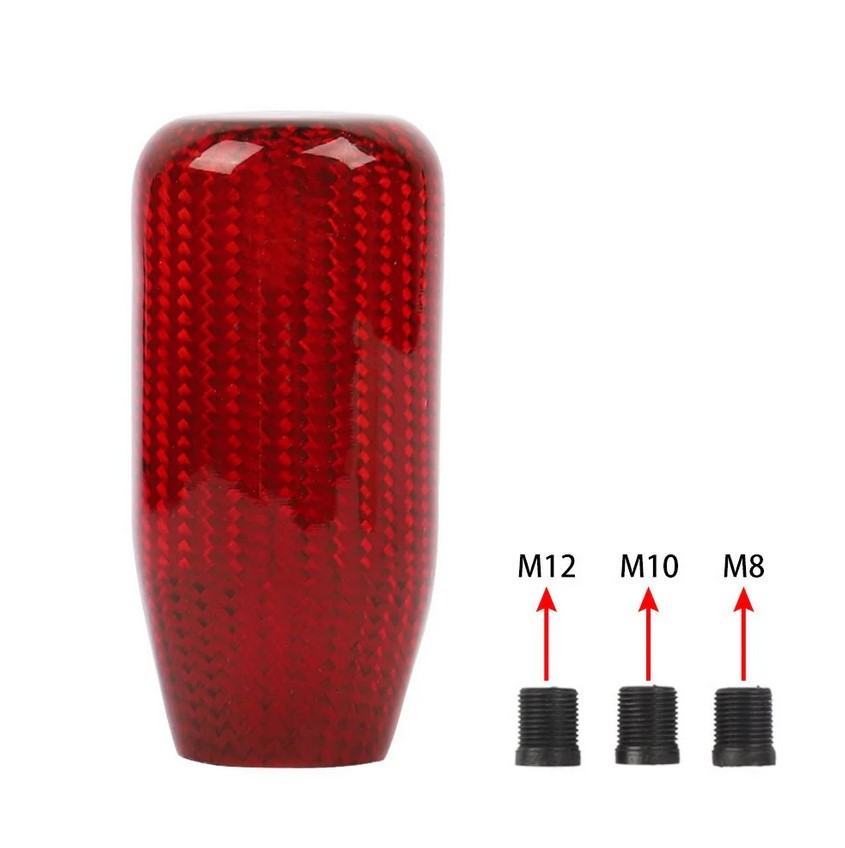 Universal V5 Red Real Carbon Fiber Car Gear Stick Shift Knob For MT Manual M12 M10 M8
