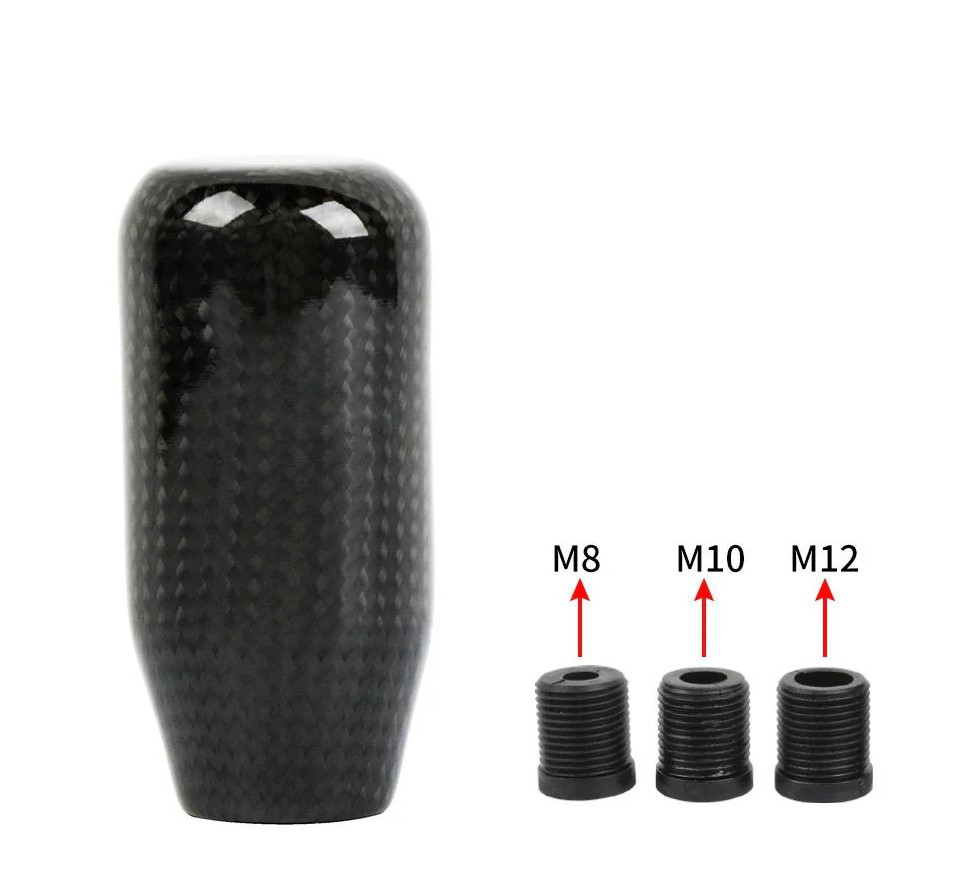 Universal V5 Black Real Carbon Fiber Car Gear Stick Shift Knob For MT Manual M12 M10 M8