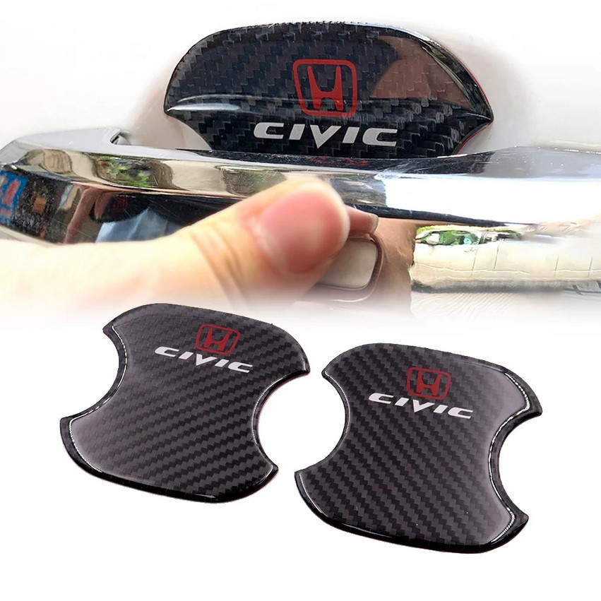 UNIVERSAL 2PCS HONDA CIVIC REAL CARBON FIBER ANTI-SCRATCH DOOR HANDLE PROTECTOR