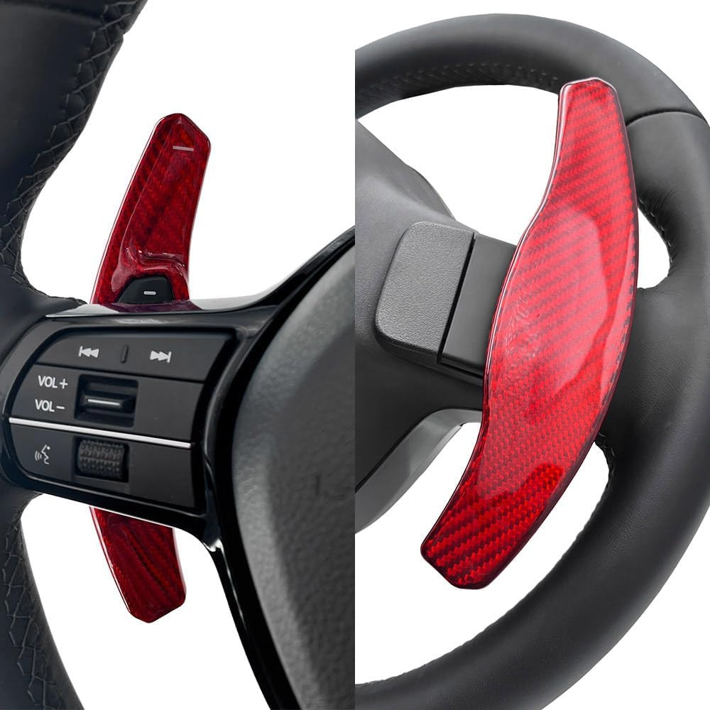 2022-2023 Honda Civic Real Carbon Fiber Steering Wheel Paddle Shifter Extension RED
