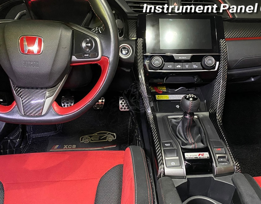 Center Console Side Panel (Dry Carbon - Gloss) For 2016-2021 Honda Civic / 2017-2021 Honda Civic Type R FK8 