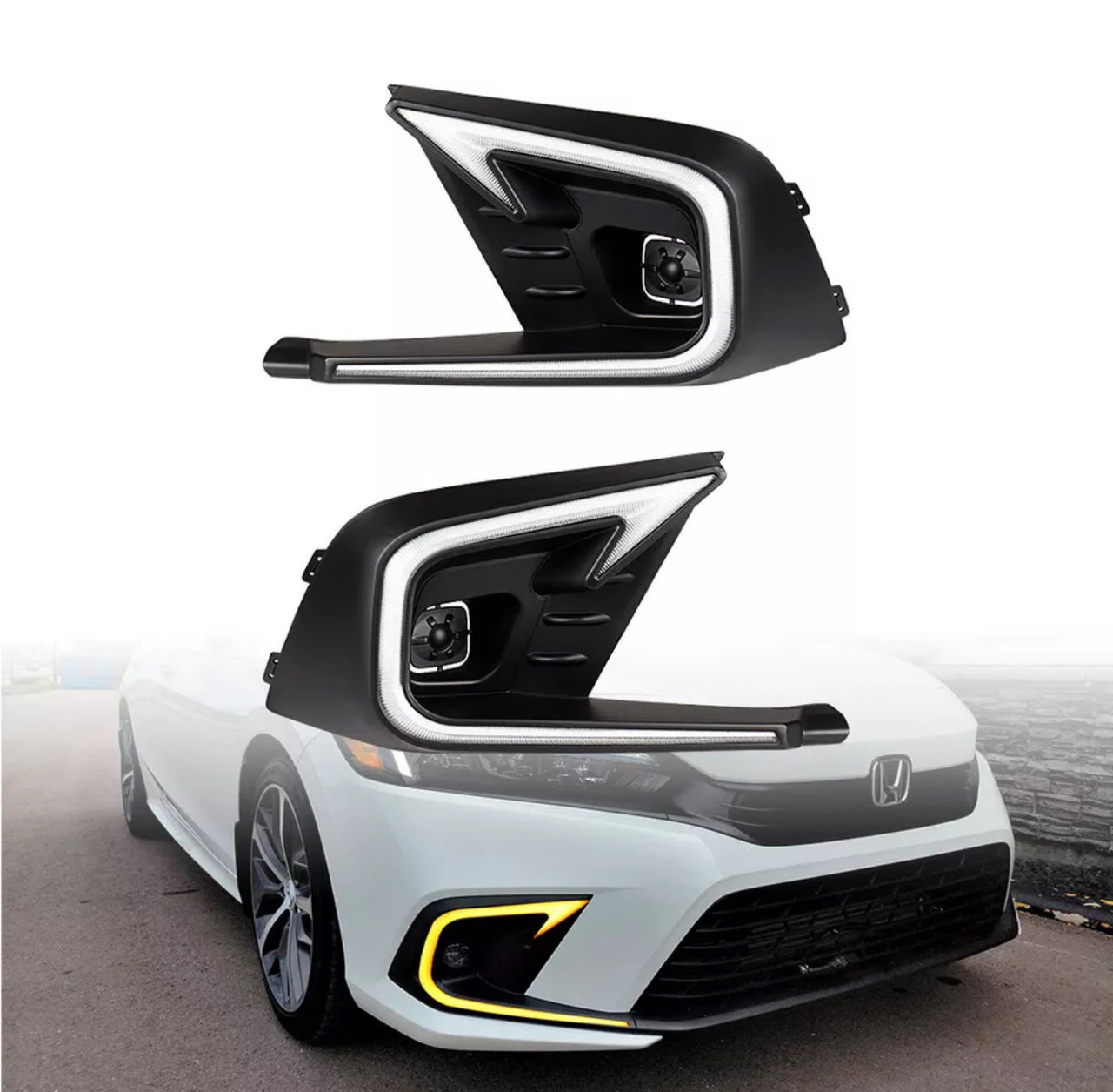 2022-2024 Honda Civic Fog Light Kit with DRL Caps V3