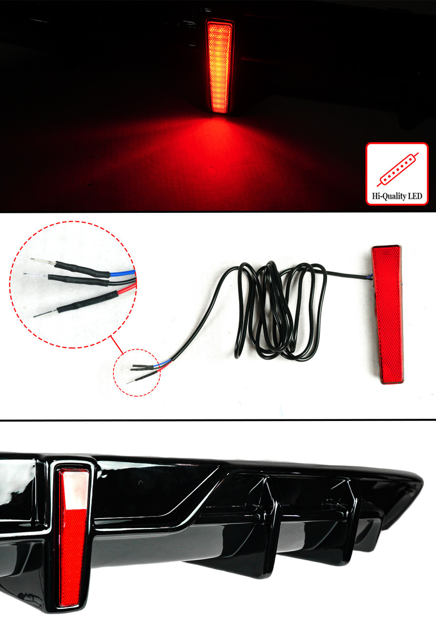 2022 + Honda Civic GF Style Rear Bumper Diffuser Gloss Black 