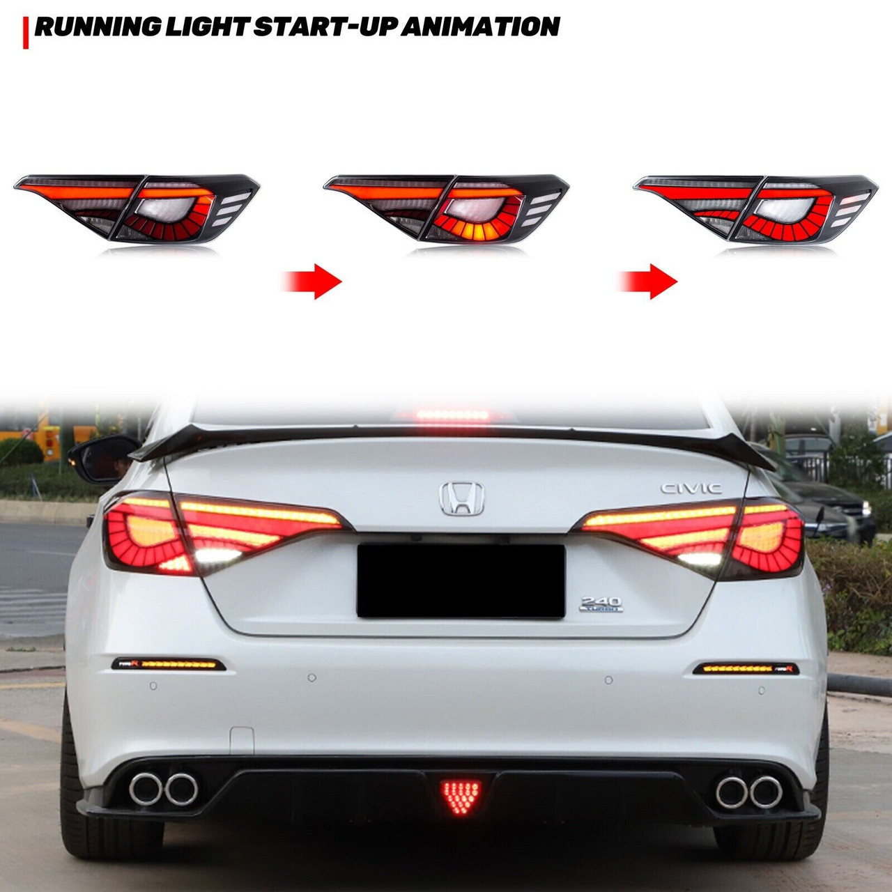 2022-2026 Honda Civic Sedan V1 LED Tail Lights Clear Lens
