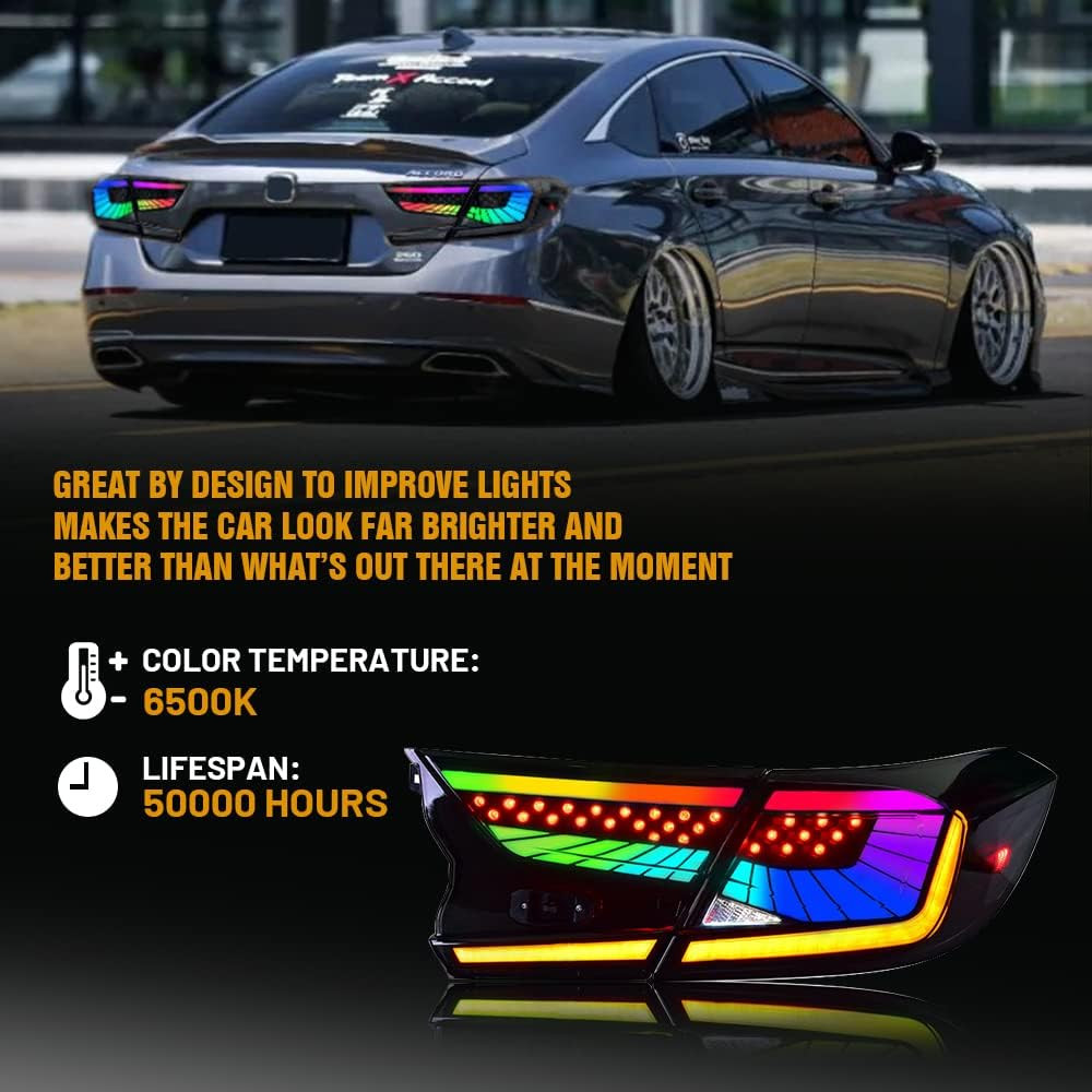 V2 2018-2022 Honda Accord Sedan 4-Door RGB LED Tail Lights 