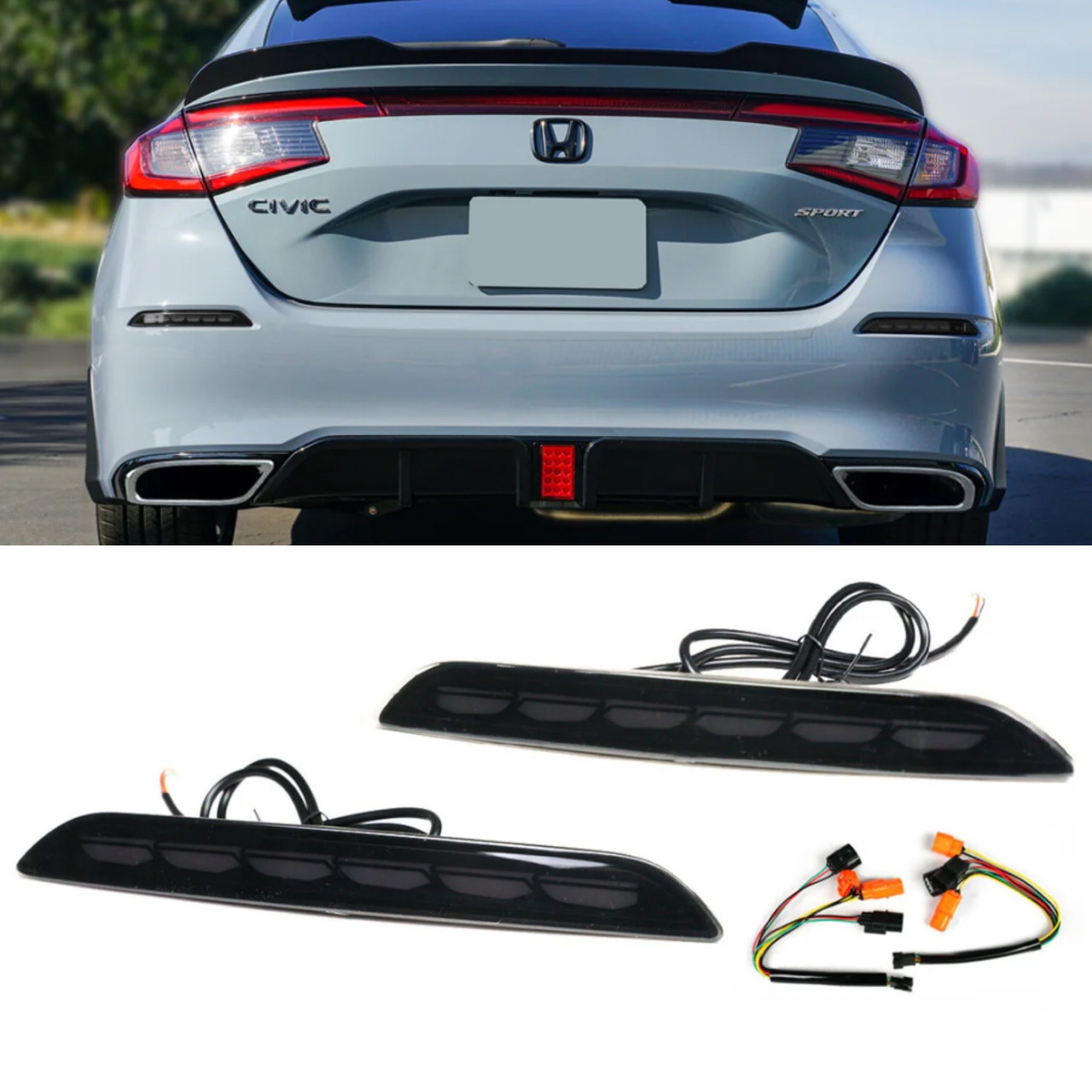 22-26 Civic Hatchback Rear Bumper Reflector Lights 