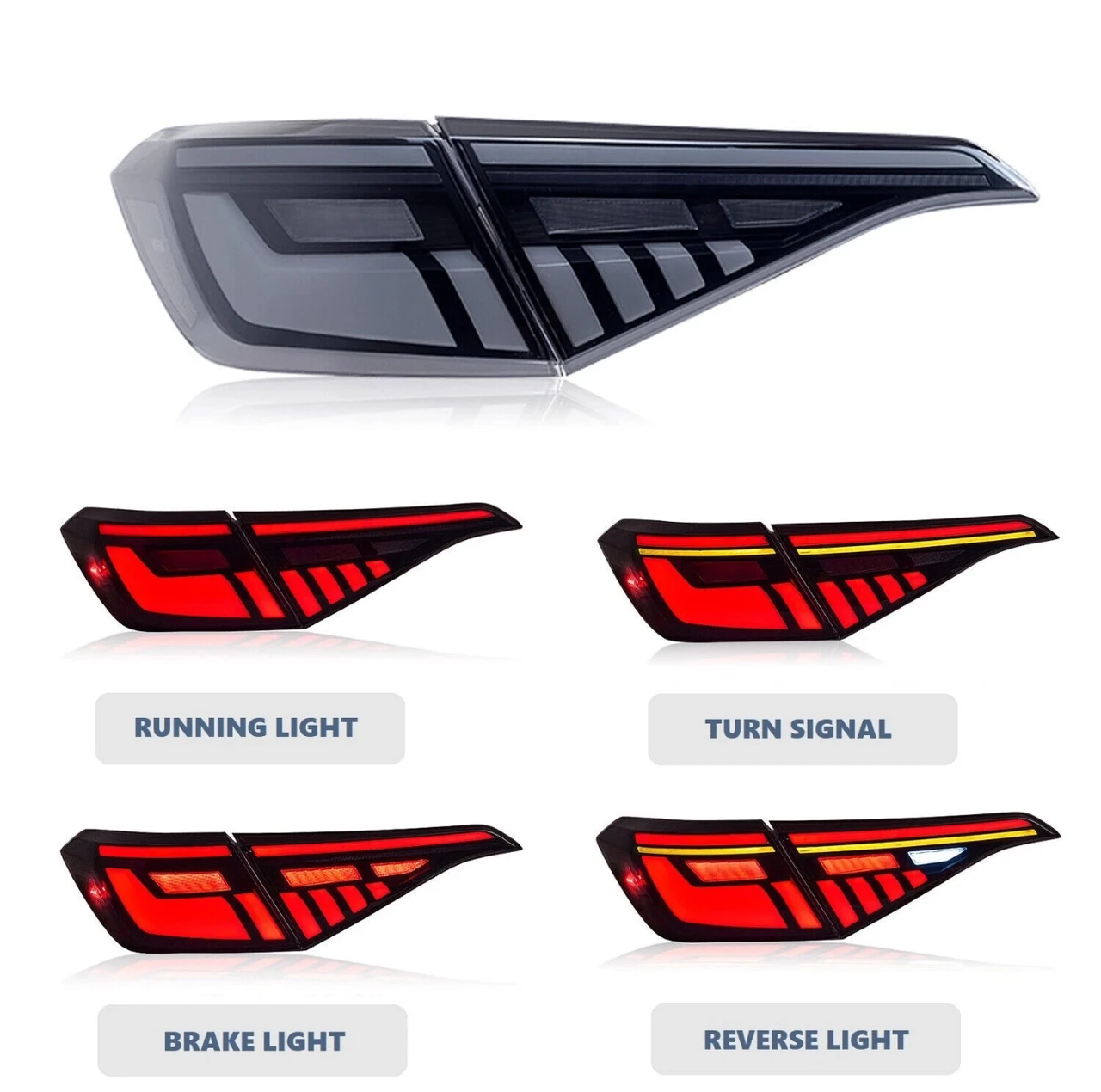 2022-2026 Honda Civic Sedan V2 LED Tail Lights White Smoked Lens