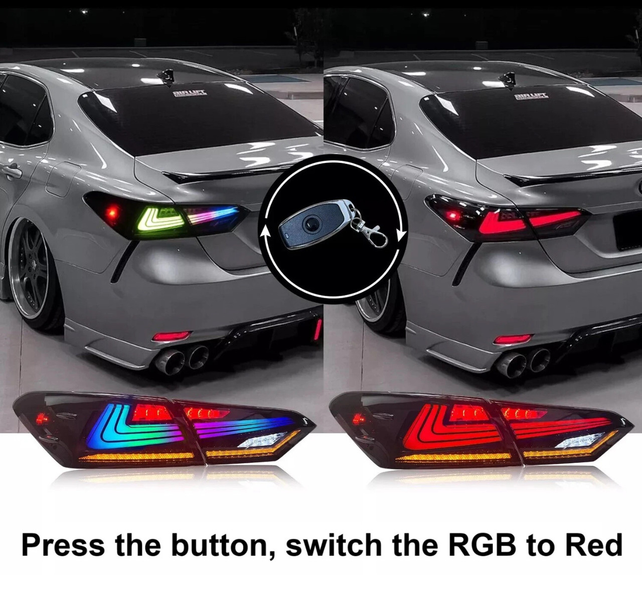 2018-2024 Smoked Lens RGB LED Tail Light for 8th Gen Toyota Camry 