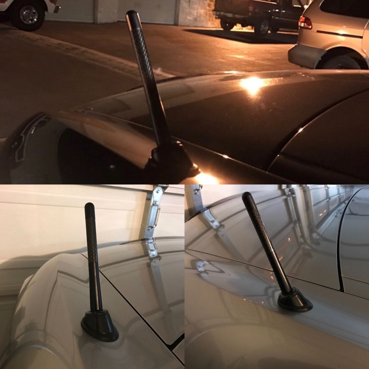BLACK REAL ALUMINUM CARBON FIBER SHORT 5" INCH ANTENNA