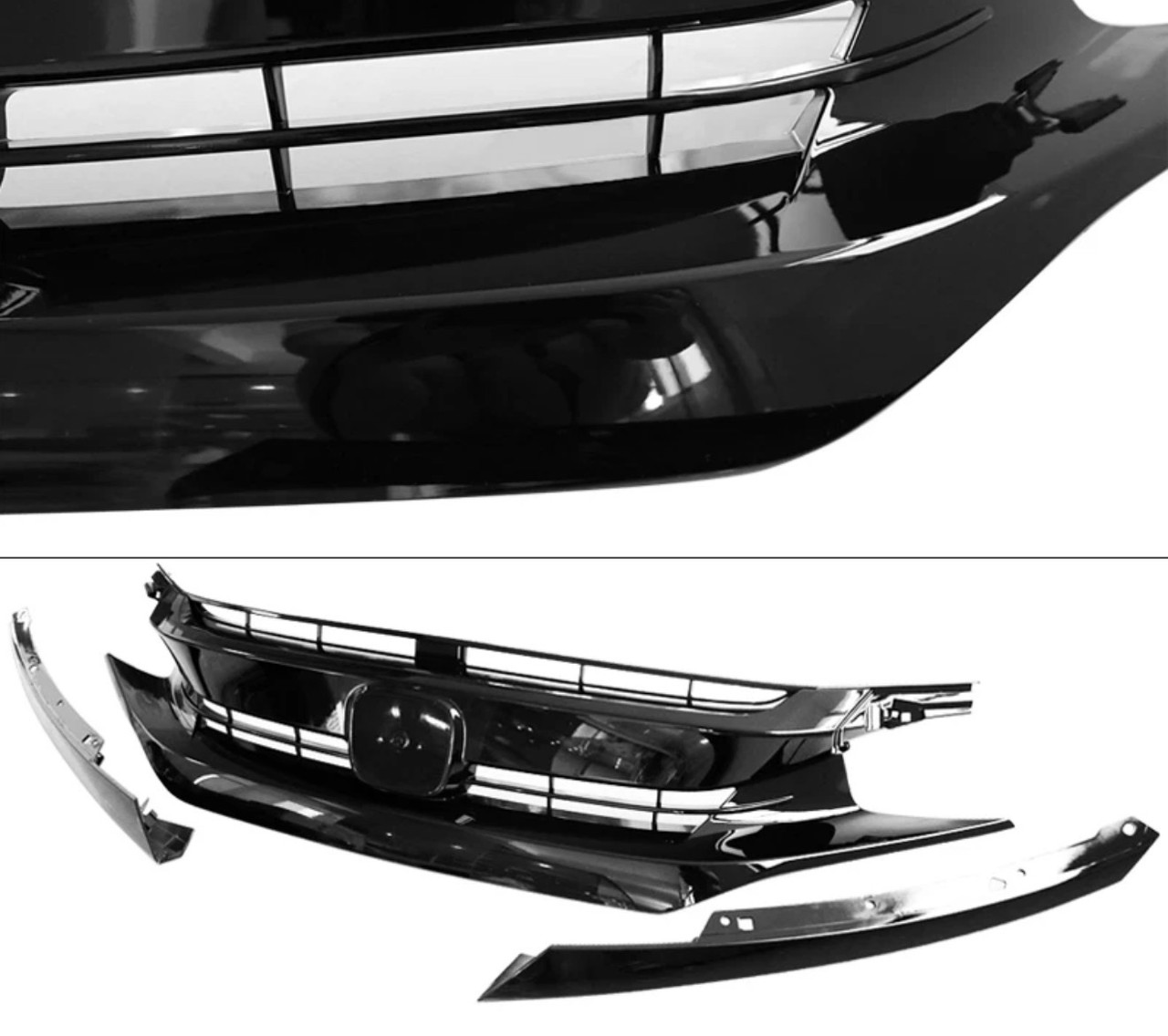 16-18 Honda Civic OE Style Front Bumper Grille Grill - ABS 17-21 Hatchback