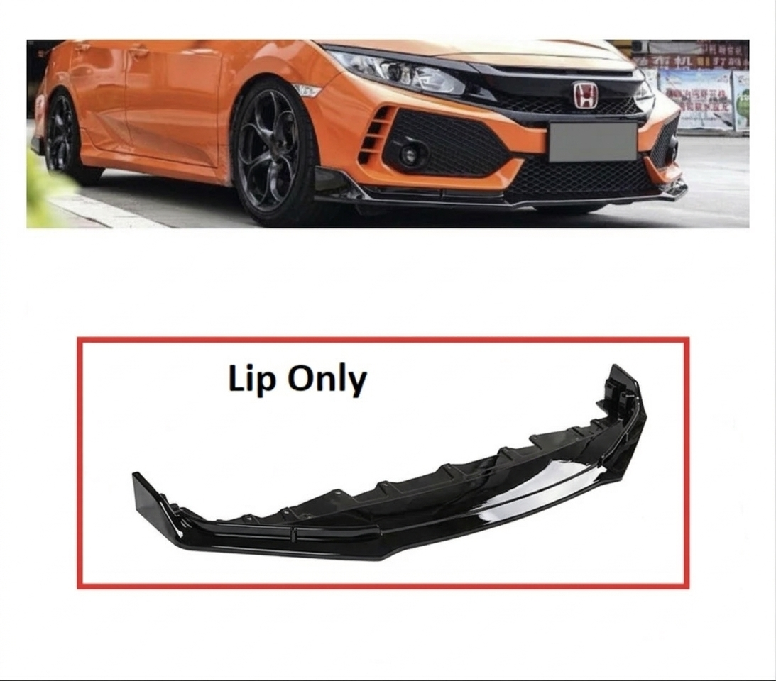 Gloss Black 2016-21 Honda Civic Type R Style Front Bumper "Lip Only"