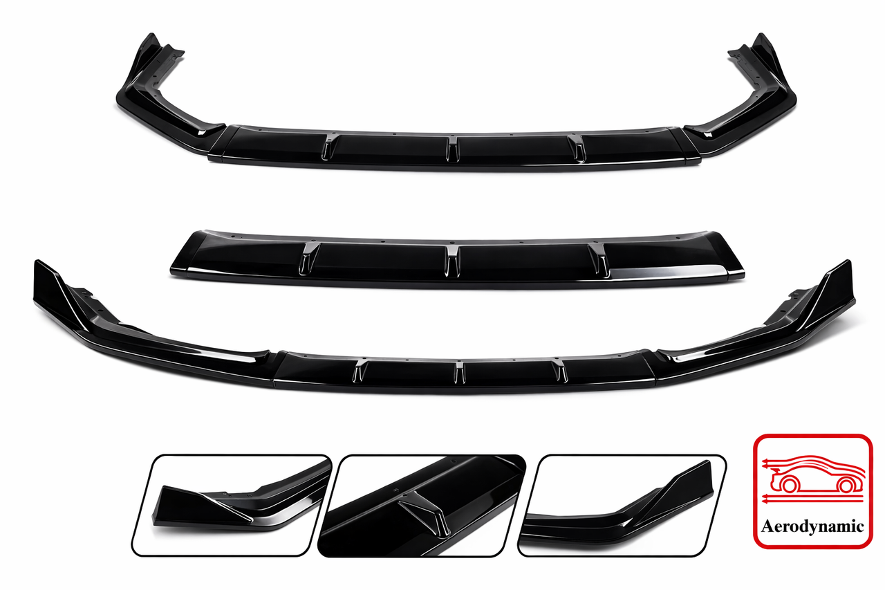 22-24 Honda Civic 11th Gen MC V2 Style Gloss Black Front Bumper Lip Splitter