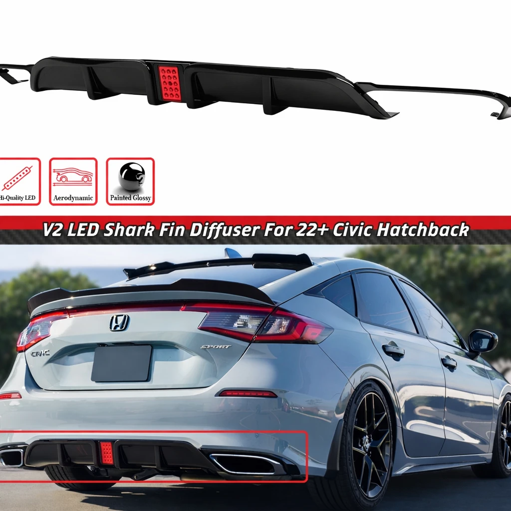 2022 + Civic Hatchback V2 Rear Diffuser