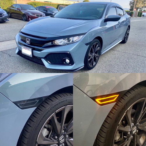 16-2021 Honda Civic Smoked Front Side markers Built in LED AMBER DEPO