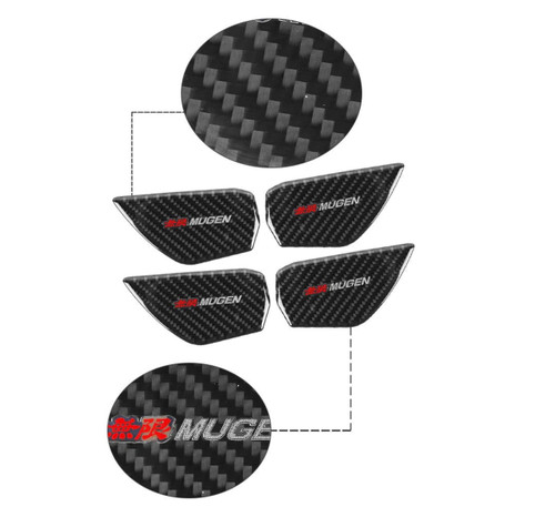 4pcs Real Carbon Fiber Door Handel Bowl Cover Trim 16-21 Honda Civic Mugen 