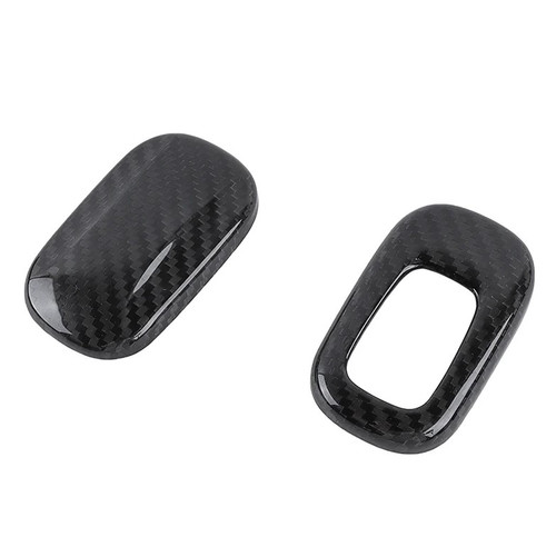 Black Real Carbon Fiber Key Fob Case Cover Shell Smart Keychain For 2022 Honda Civic / Accord