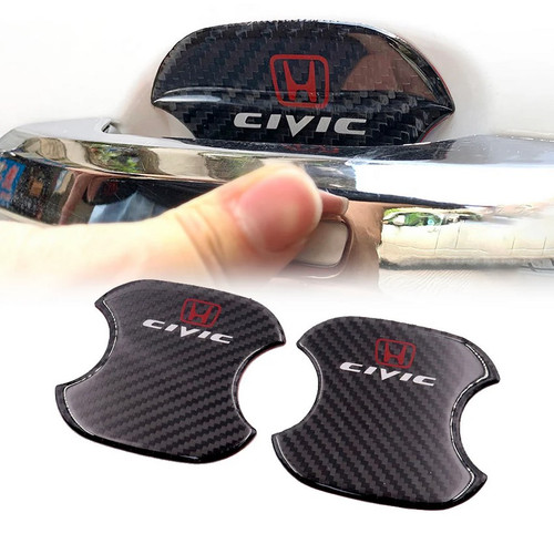 UNIVERSAL 2PCS HONDA CIVIC REAL CARBON FIBER ANTI-SCRATCH DOOR HANDLE PROTECTOR
