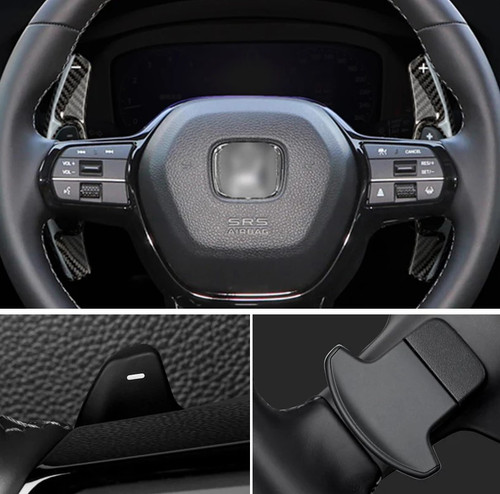 2022-2023 Honda Civic Real Carbon Fiber Steering Wheel Paddle Shifter Extension Black 