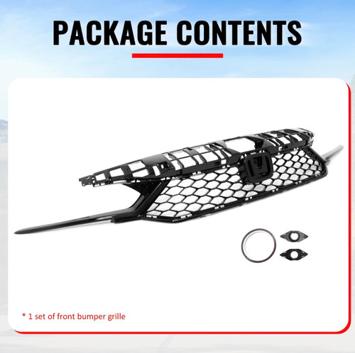 25-26 Honda Civic Type R Style Front Bumper Upper Grille ABS Gloss Black