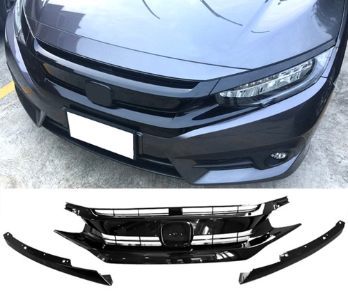 16-18 Honda Civic OE Style Front Bumper Grille Grill - ABS 17-21 Hatchback