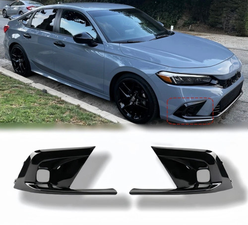 22-24 Honda Civic Gloss Black Fog Cap Replacement (Pair) 