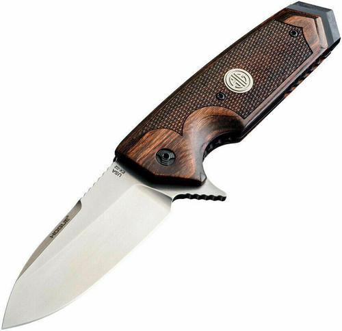 SIG SAUER Hogue EX-02 3.75 Folder Spear Point Blade Flipper Walnut 36214 AKEEPER