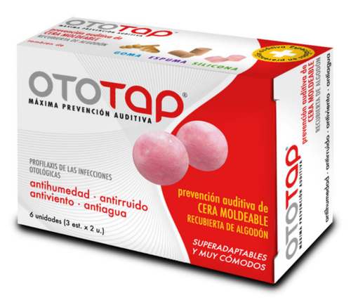 Ototap cera moldeable recubierta de algodón 6 unidades