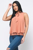 WB9-56461-1900-BX MAUVE SLEEVE LESS RUFFLE TOP WITH TIE-NECK (2,2,2 - S,M,L)