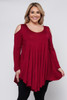 Wholesale ETK-2481 EMERALD ROUND NECK COLD SHOULDER PLUS SIZE TUNIC TOP