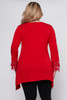 R5C-56483-ETK-2229 RED V-NECK LONG SLEEVE PLUS SIZE TINIC TOP  (2,2,2 - 1XL,2XL,3XL)