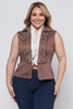 Wholesale T2048-40FG WINE WHITE RUFFLE SLEEVE LESS JUNIOR PLUS SIZE VEST WITH BUTTONS IN THE FRONT