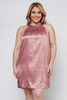 Wholesale XYD8065 MAUVE  GOLD FOIL LINES SLEEVE LESS PLUS SIZE MIDI DRESS WITH LINING