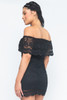 B-56545-SJW4280 BLACK OFF SHOULDER LACE DLOWERS PRINT MINI DRESS WITH LINING (2,2,2 - S,M,L)