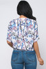 WC1-56687-58-39LTH WHITE TROPICAL LEAF PRINT SHORT SLEEVE V-NECK BUTTONS DOWN TIE KNOT FRONT TOP  (2,2,1 - S,M,L)