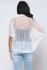 V-56697-C052 WHITE LACE LEAF PRINT 1/2 SLEEVE OPEN CARDIGAN  (6 - One size fit all)