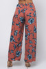 VS1-56699-58-117LPH BRICK BLUE FLOWERS PRINT DRAWSTRING SIDE SPLIT PANTS (2,2,1 - S,M,L)