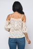 WB13-56715-T3654 YELLOW  FLOWER PRINT COLD SHOULDER 3/4 SLEEVE TOP  (2,2,2 - S,M,L)