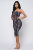 B-56723-WD10075 BLACK SNAKE PRINT STRAP LESS BUTTUNS DOWN MIDI DRESS WITH FRONT SPLIT (2,2,2 - S,M,L)