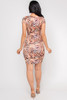 V-56860-D5502 BROWN ANIMAL PRINT ROUND NECK SHORT SLEEVE CUT OUT FRONT MINI DRESS (2,2,2 - S,M,L)