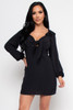 Wholesale YDA449 BLACK TIE KNOT FRONT LONG SLEEVE MINI DRESS WITH LINING