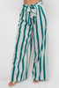 Wholesale 90227 BLACK  GREEN STRIPES HIGH WAIST PALAZZO PANTS WITH TIE BELT